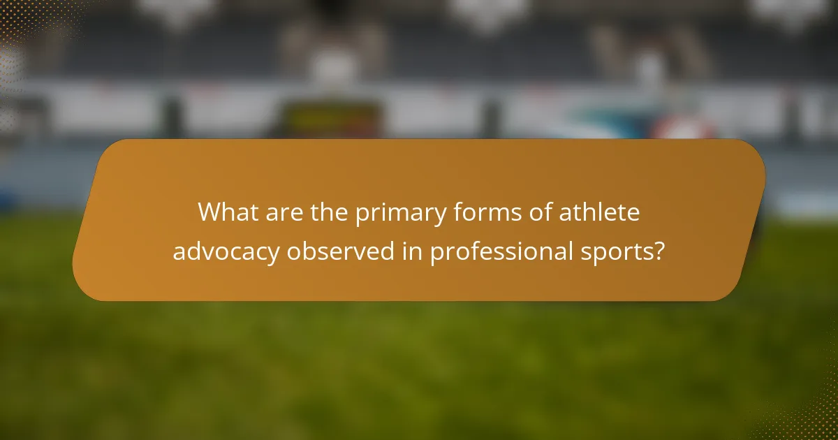 What are the primary forms of athlete advocacy observed in professional sports?