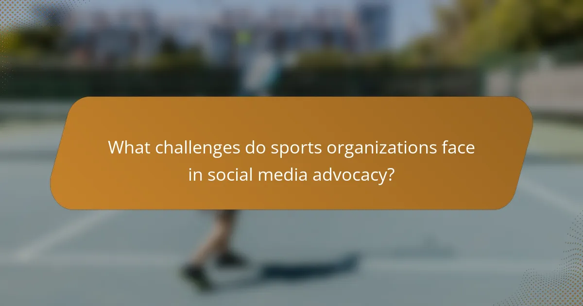 What challenges do sports organizations face in social media advocacy?