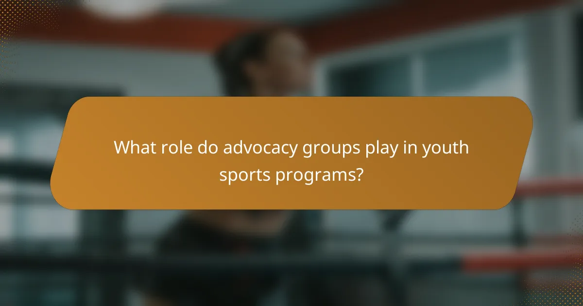 What role do advocacy groups play in youth sports programs?