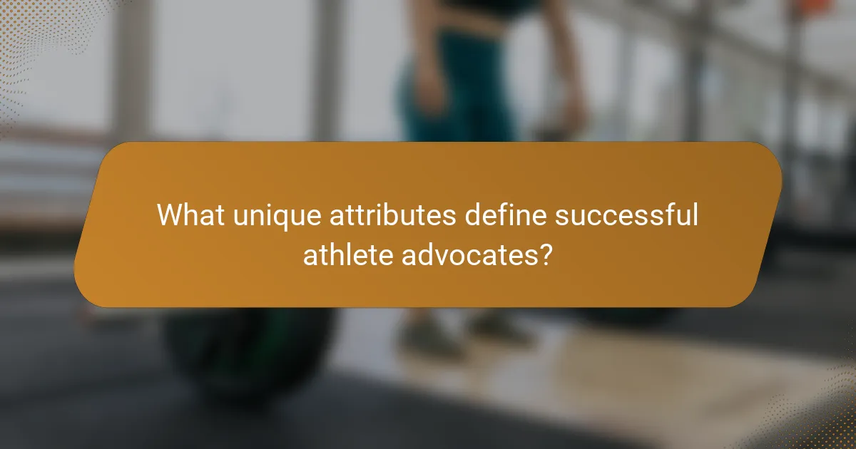 What unique attributes define successful athlete advocates?