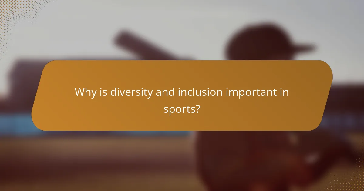 Why is diversity and inclusion important in sports?
