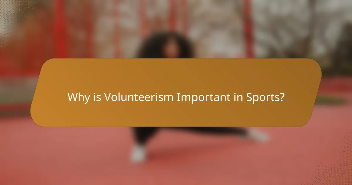 Why is Volunteerism Important in Sports?